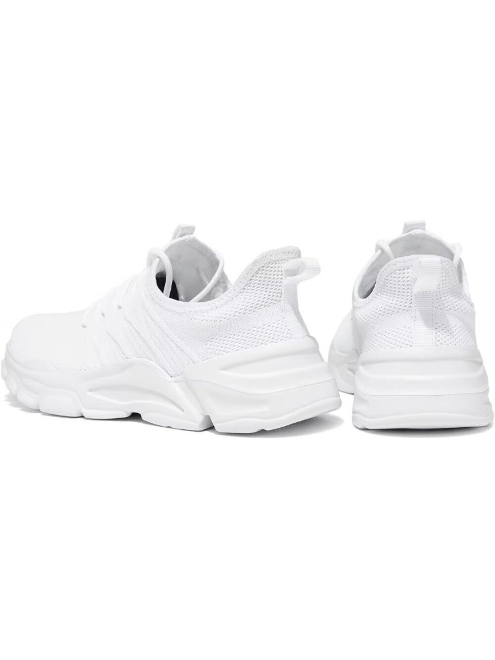 Men's White Lightweight Non Slip Resistant Athletic Sports Walking Sneaker - Picture 5 of 6